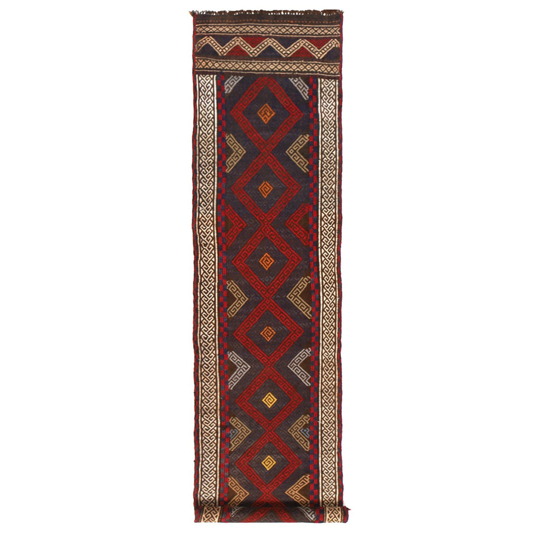Afghan Suzuni Kilim Rug 1'9" x 9'5" Flat-Weave