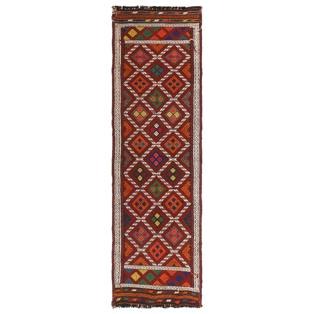 Afghan Suzuni Kilim Rug 2'3" x 8'7" Flat-Weave