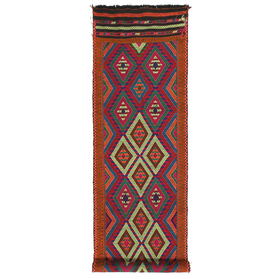 Afghan Suzuni Kilim Rug 2'6" x 10'8" Flat-Weave