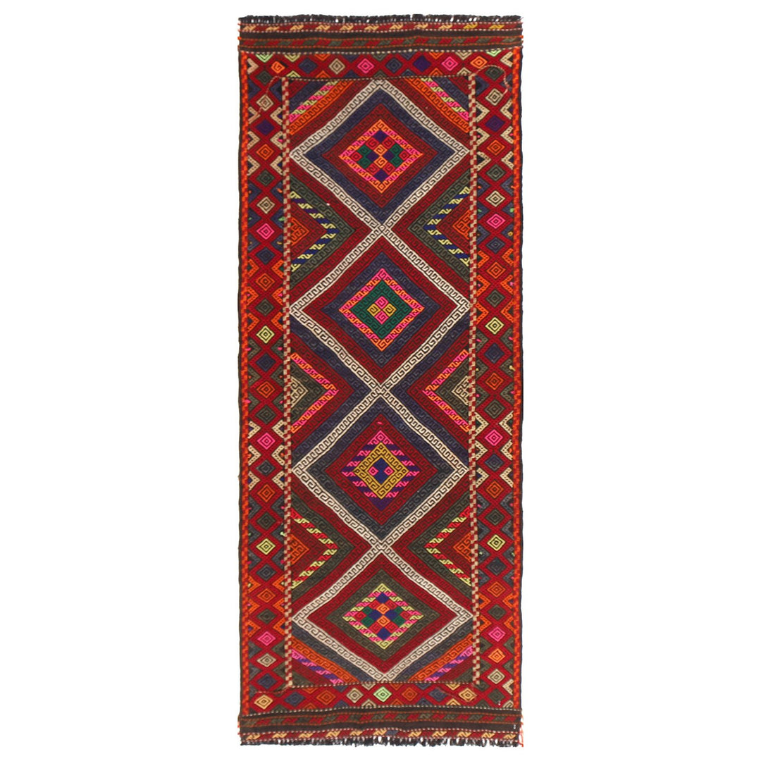 Afghan Suzuni Kilim Rug 2'4" x 6'6" Flat-Weave