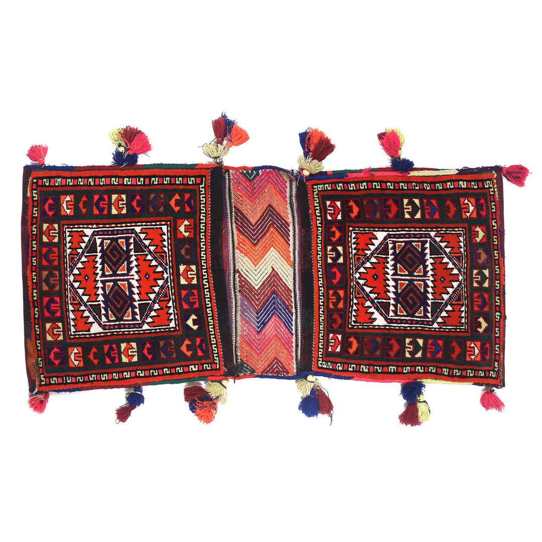 Afghan Saddle Bag Rug 1'4" x 3'2" Hand-Knotted