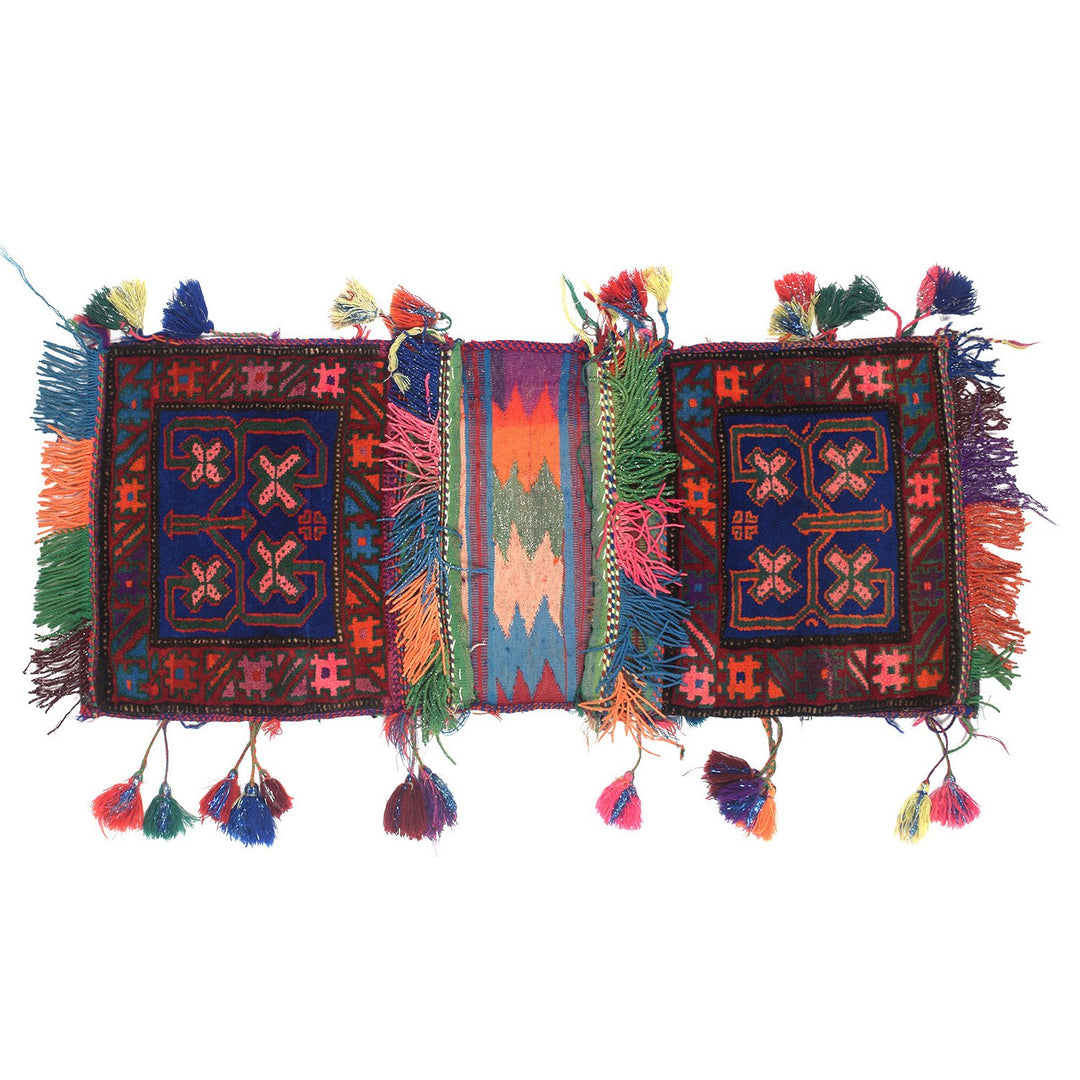 Afghan Saddle Bag Rug 1'2" x 3' Hand-Knotted