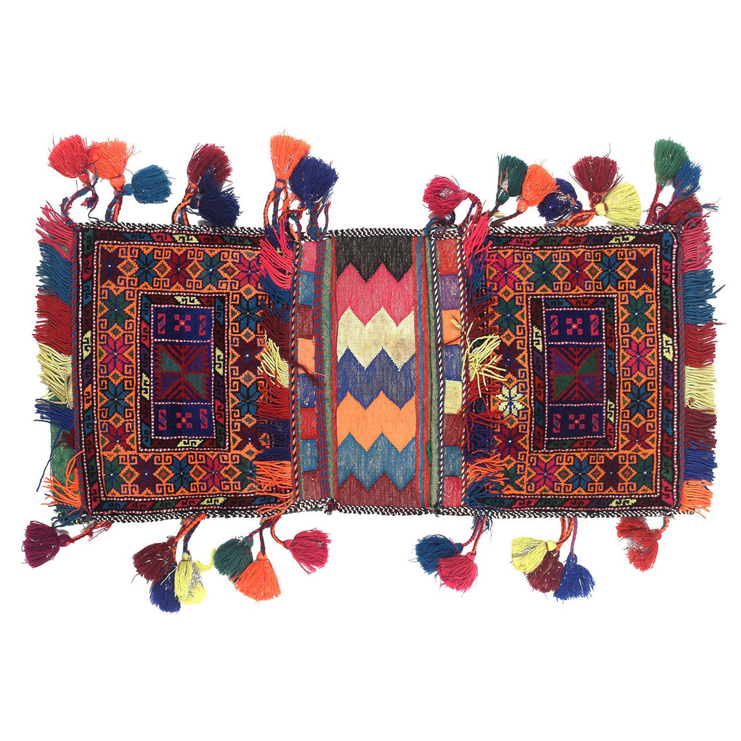 Afghan Saddle Bag Rug 1'1" x 2'8" Hand-Knotted