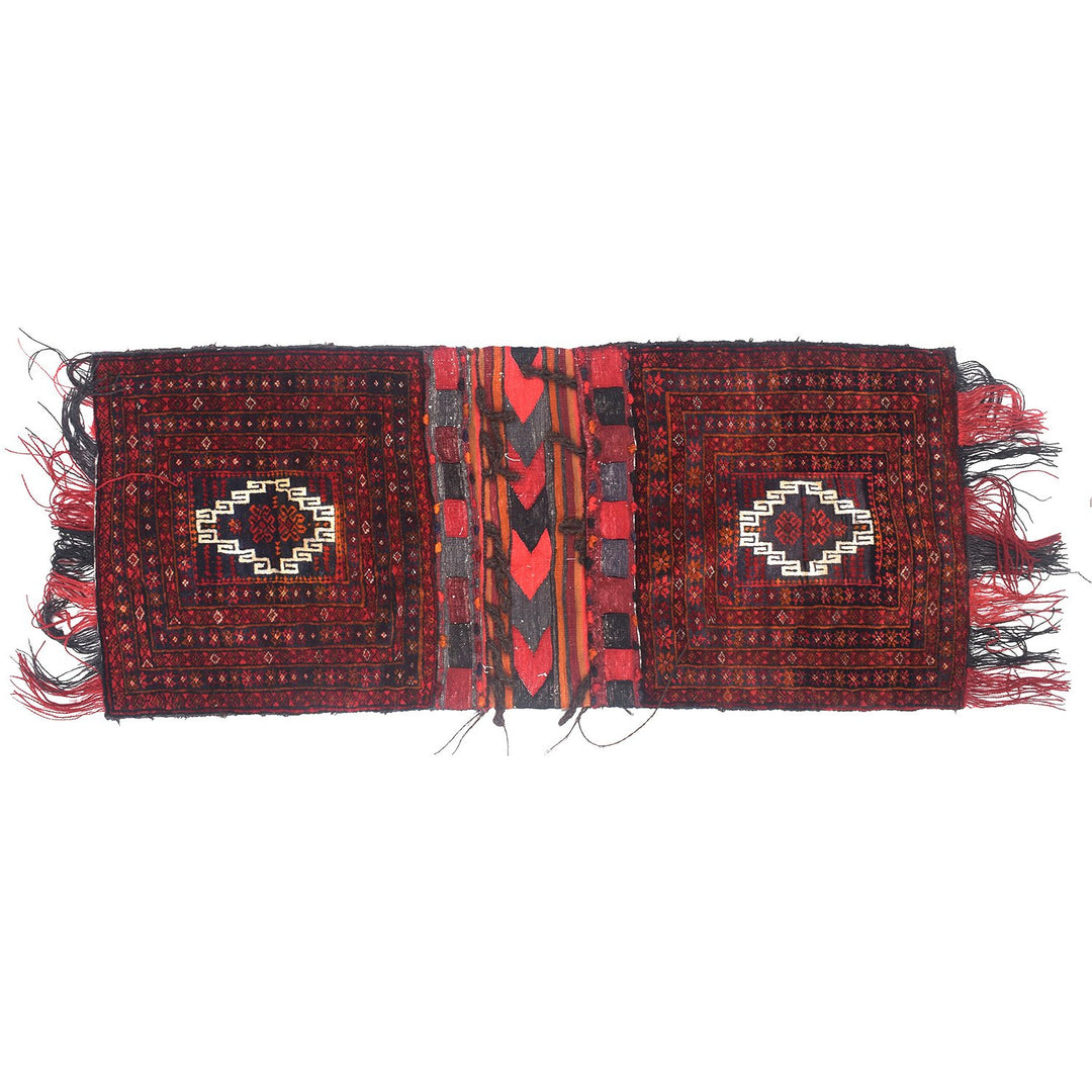 Afghan Saddle Bag Rug 1'8" x 4'2" Hand-Knotted