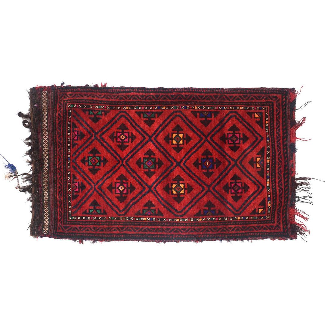 Red Afghan Balisht Rug 1'9" x 3'4" Hand-Knotted