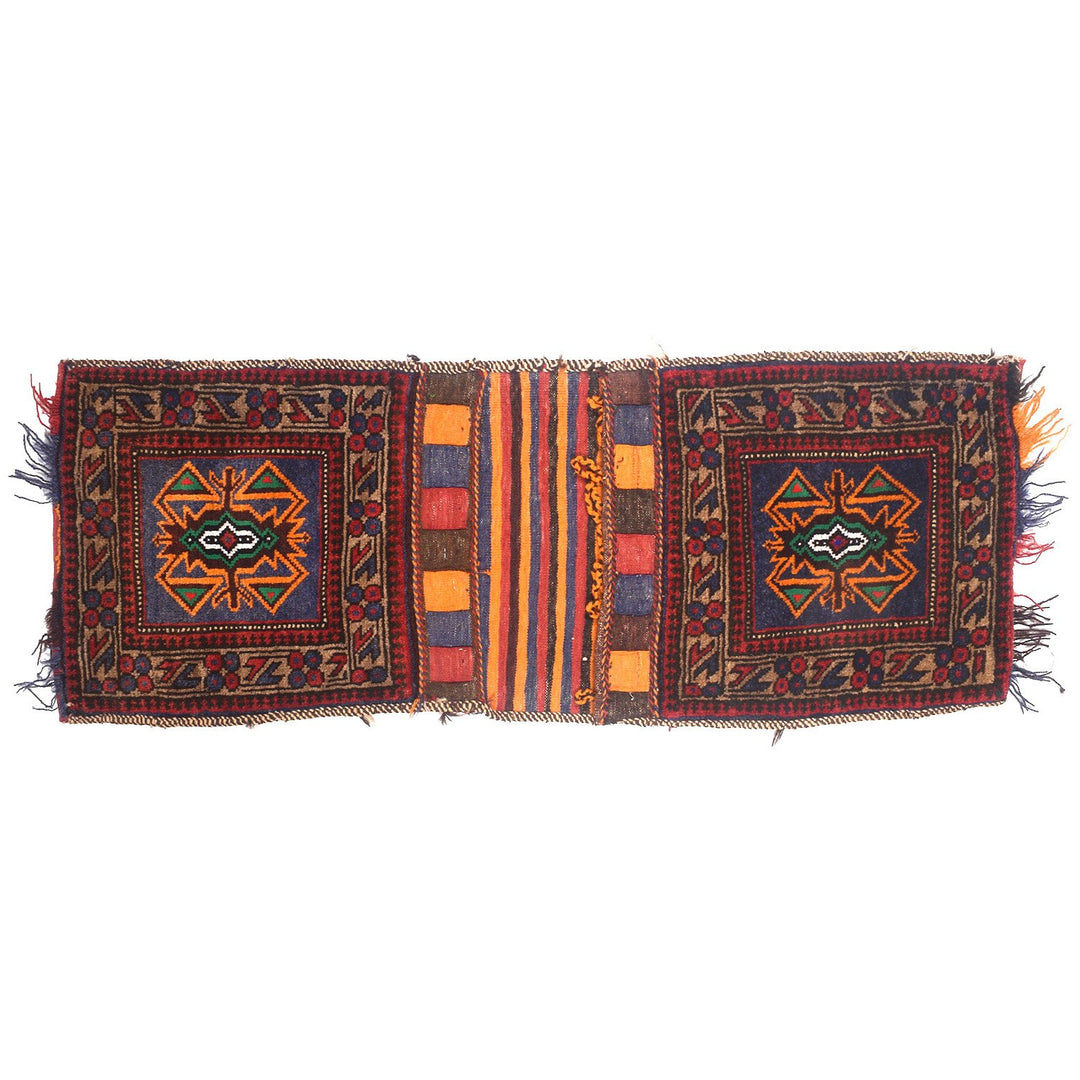 Afghan Saddle Bag Rug 1'5" x 4'1" Hand-Knotted