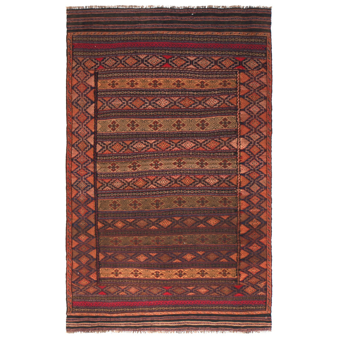 Afghan Laghari Kilim Rug 4'6" x 7'6" Flat-Weave