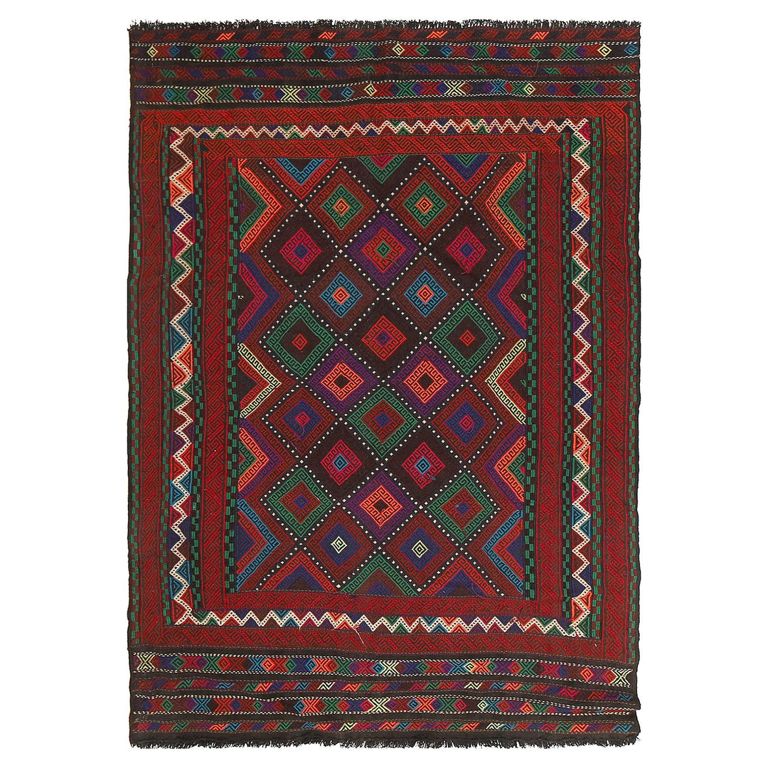 Afghan Suzuni Kilim Rug 4'7" x 7' Flat-Weave