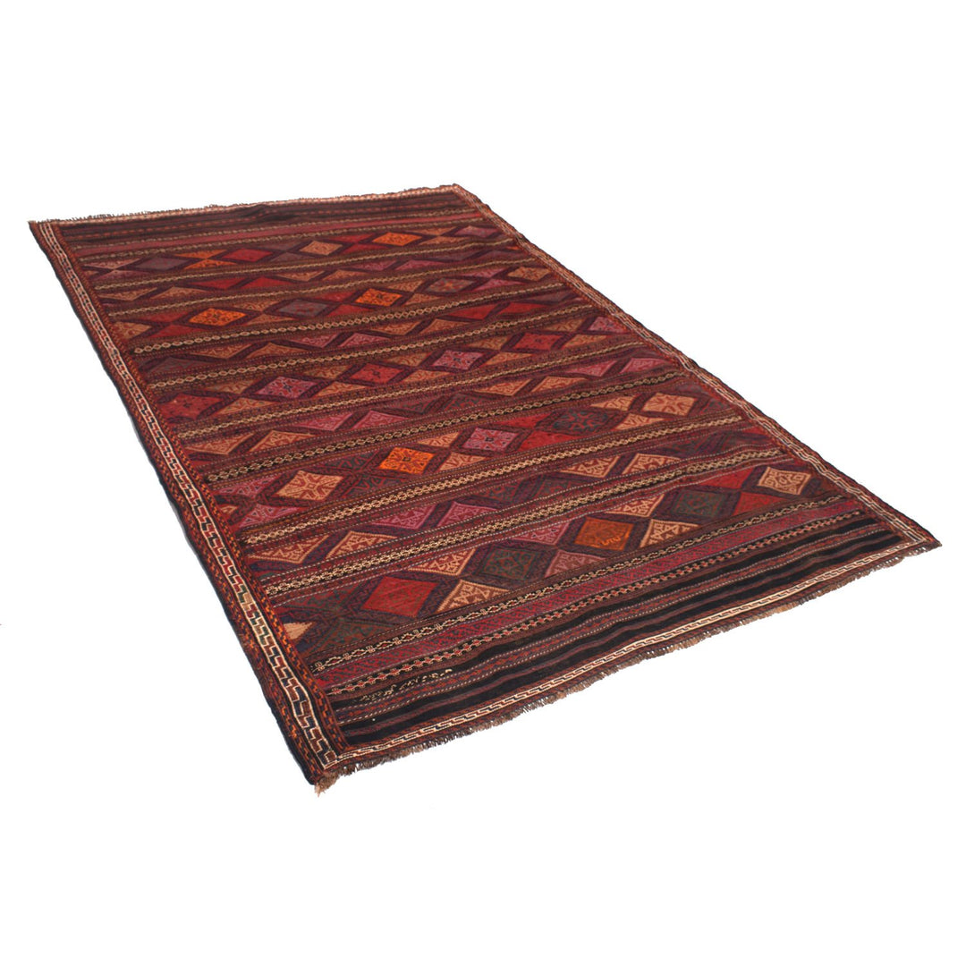 Afghan Laghari Kilim Rug 5' x 7'9" Flat-Weave close-up
