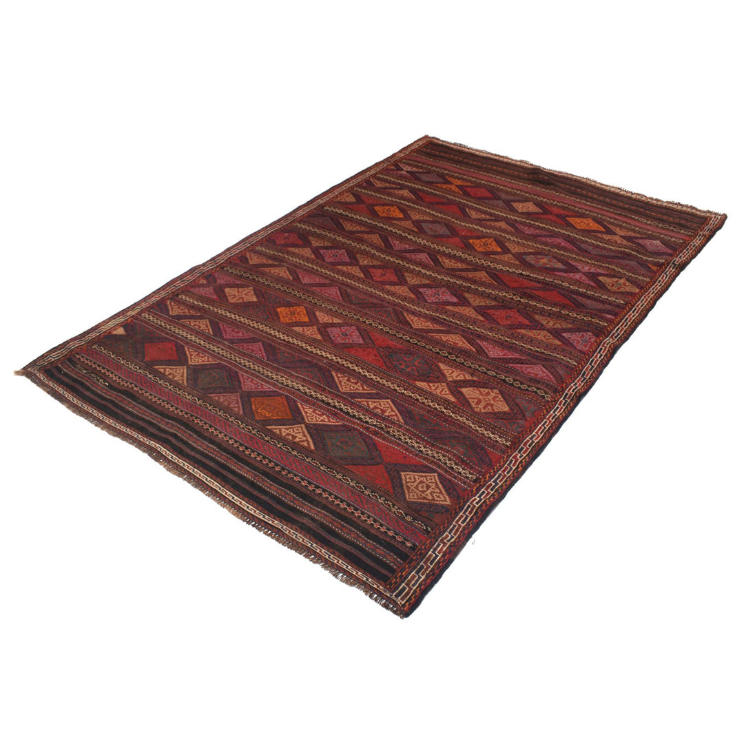 Afghan Laghari Kilim Rug 5' x 7'9" Flat-Weave pattern