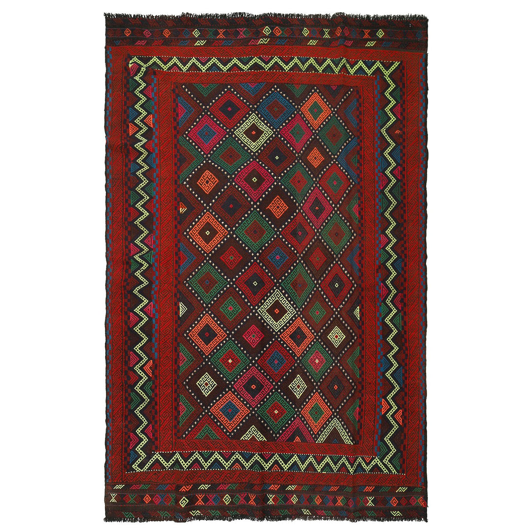 Afghan Suzuni Kilim Rug 4'7" x 8'2" Flat-Weave