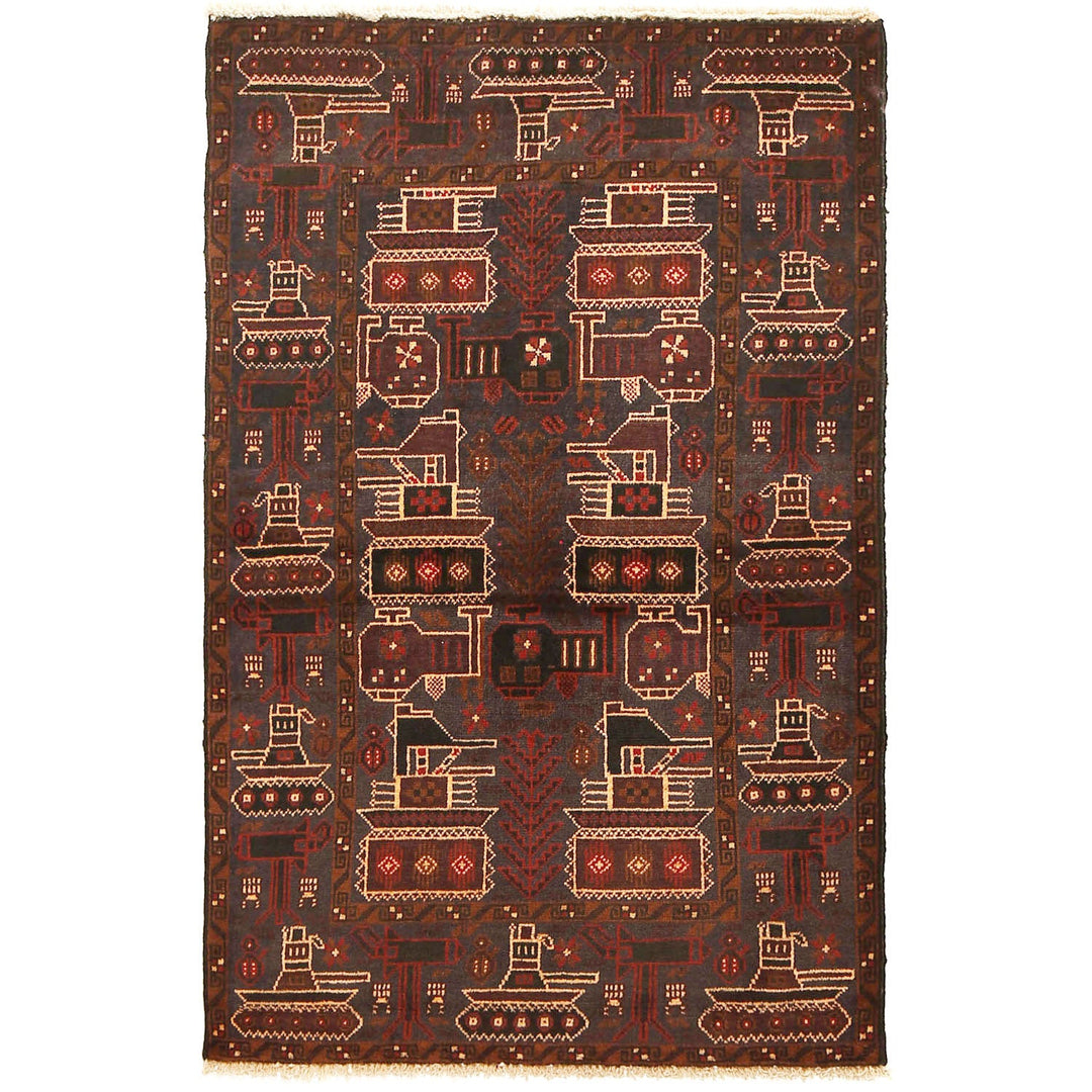 Afghan War Rug 2'8" x 4'6" Hand-Knotted