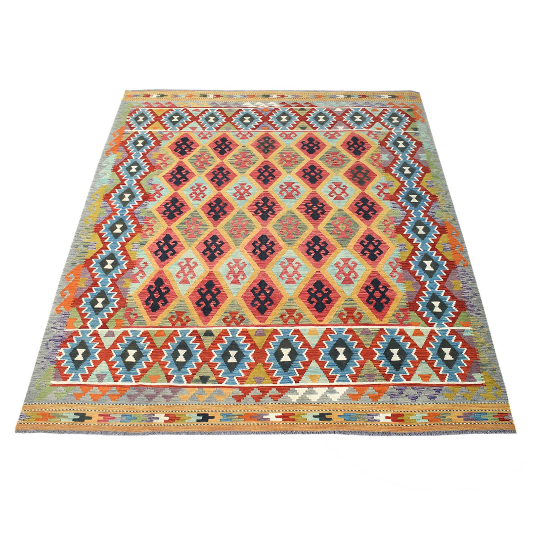 Afghan Kilim Rug 8'2" x 9'6" Flat-Weave