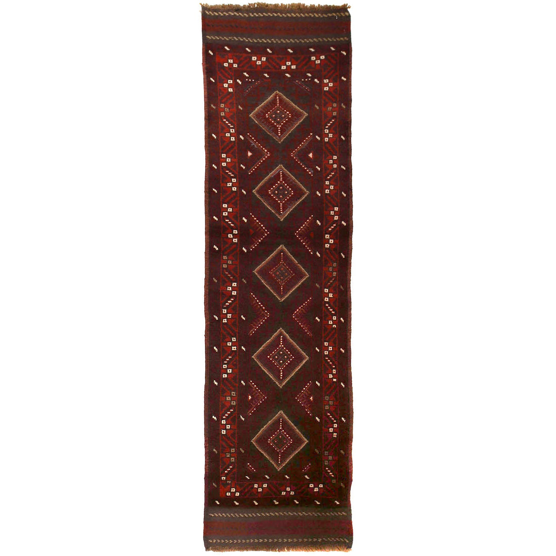 Afghan Mashwani Rug 2' x 8'5" Hand-Knotted