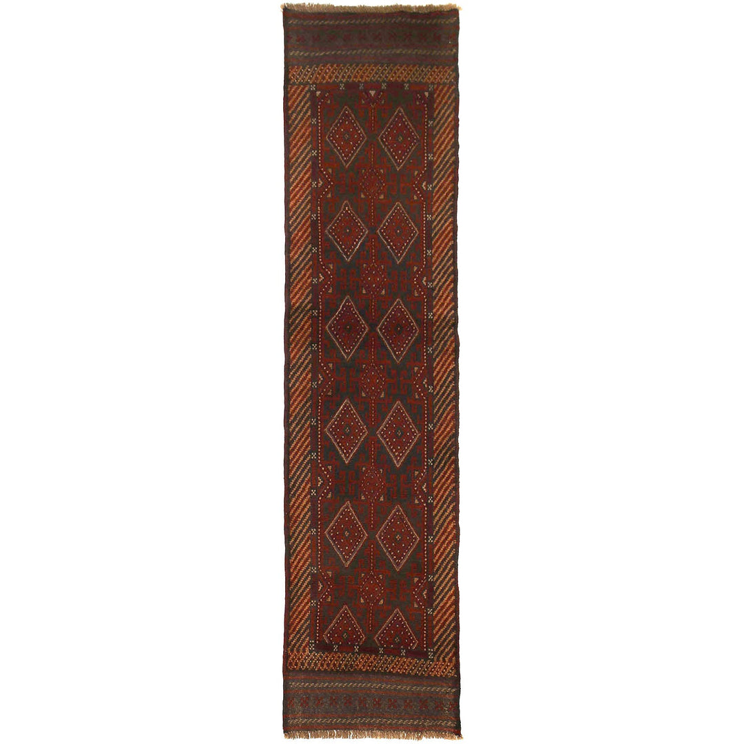 Afghan Mashwani Rug 1'8" x 7'7" Hand-Knotted