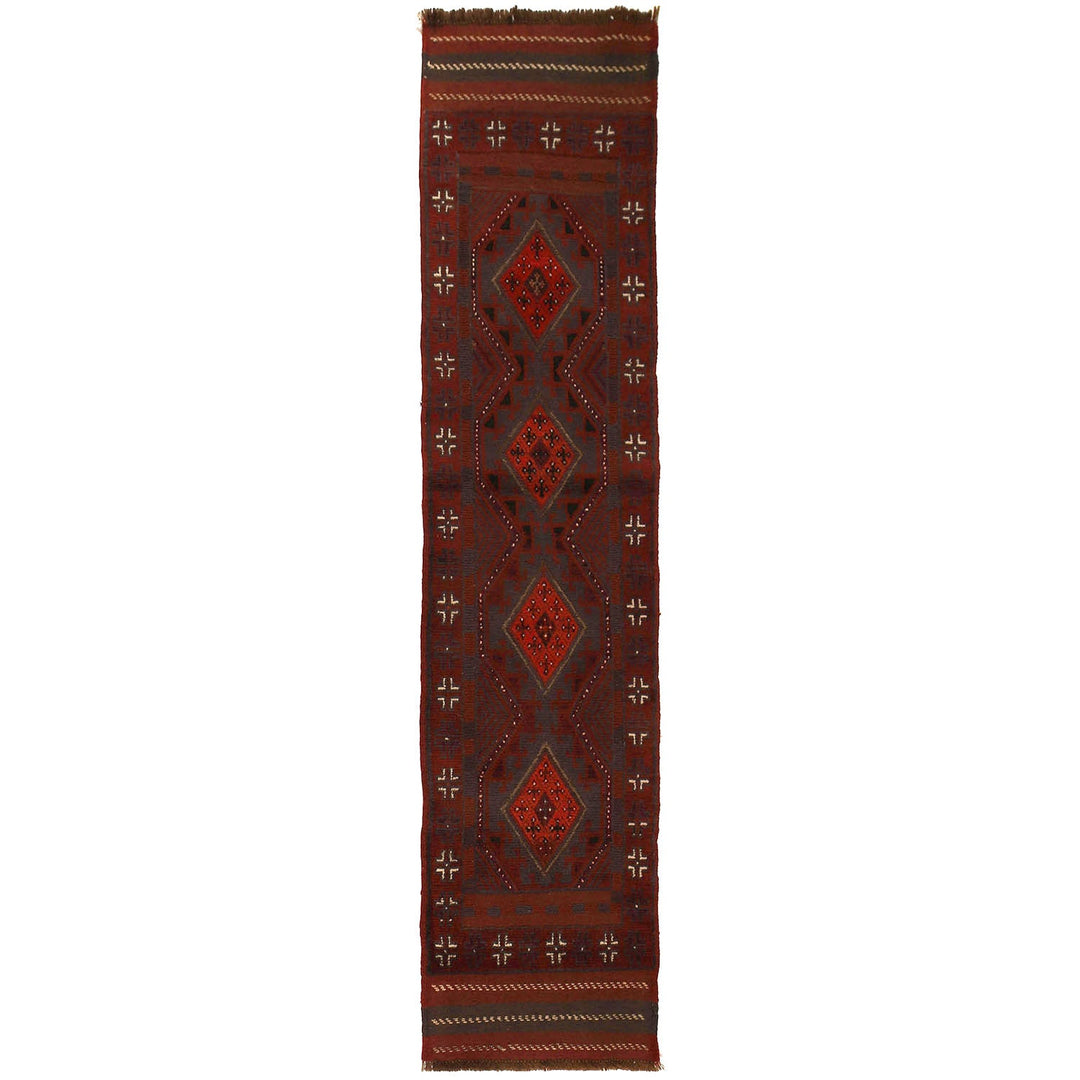 Afghan Mashwani Rug 1'8" x 8'2" Hand-Knotted