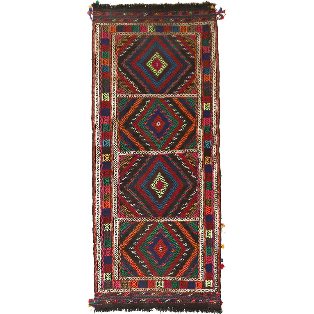 Afghan Suzuni Kilim Rug 2'1" x 5'4" Flat-Weave