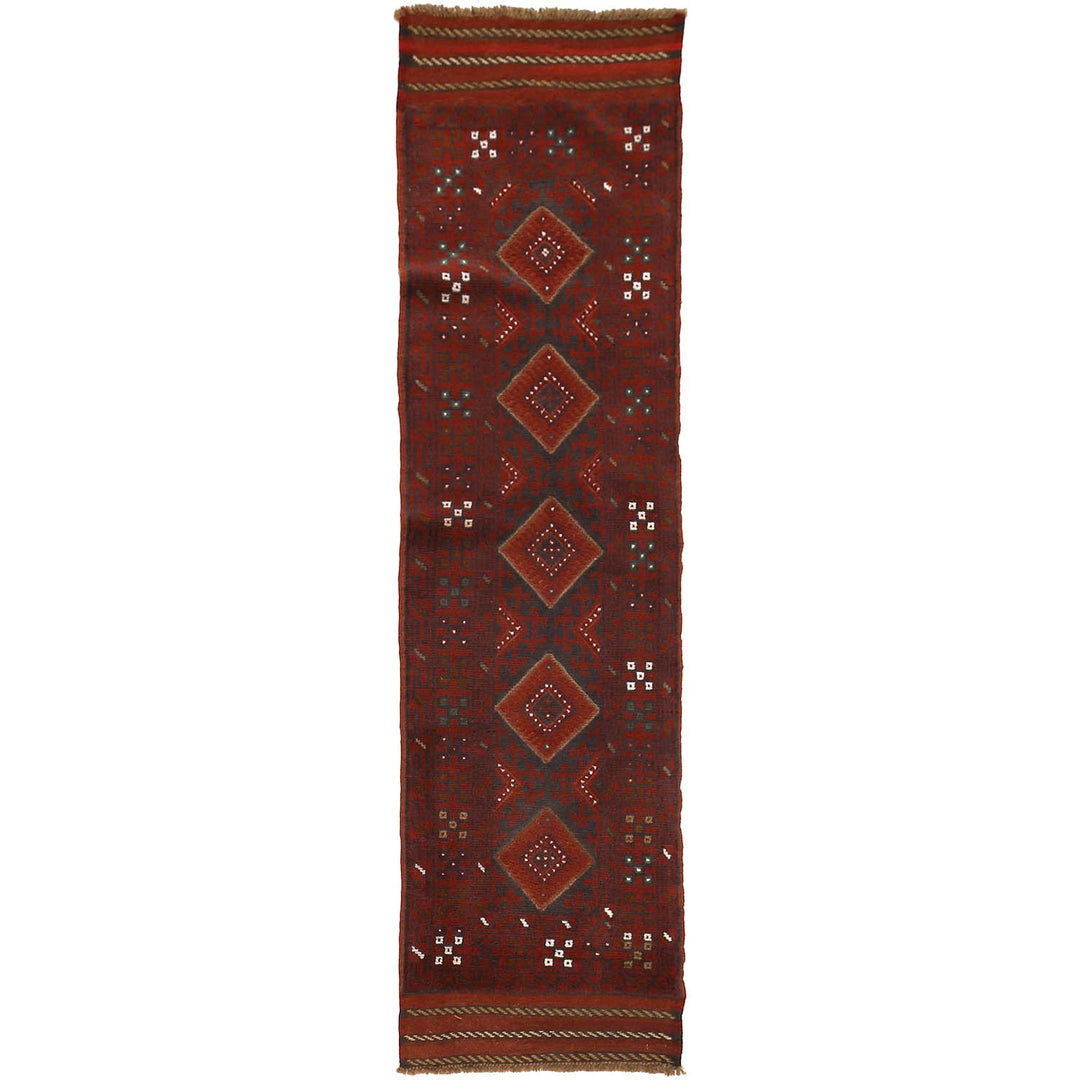 Afghan Mashwani Rug 1'8" x 8' Hand-Knotted