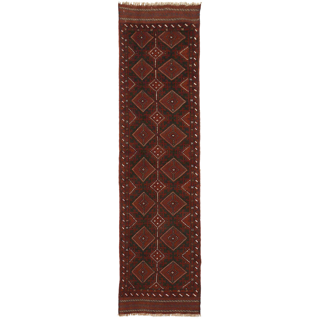 Afghan Mashwani Rug 2' x 8' Hand-Knotted