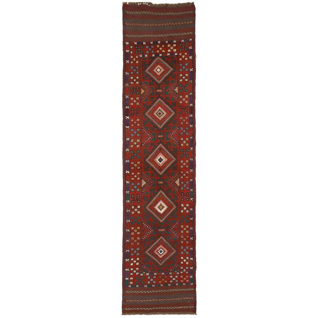 Afghan Mashwani Rug 1'6" x 8'2" Hand-Knotted