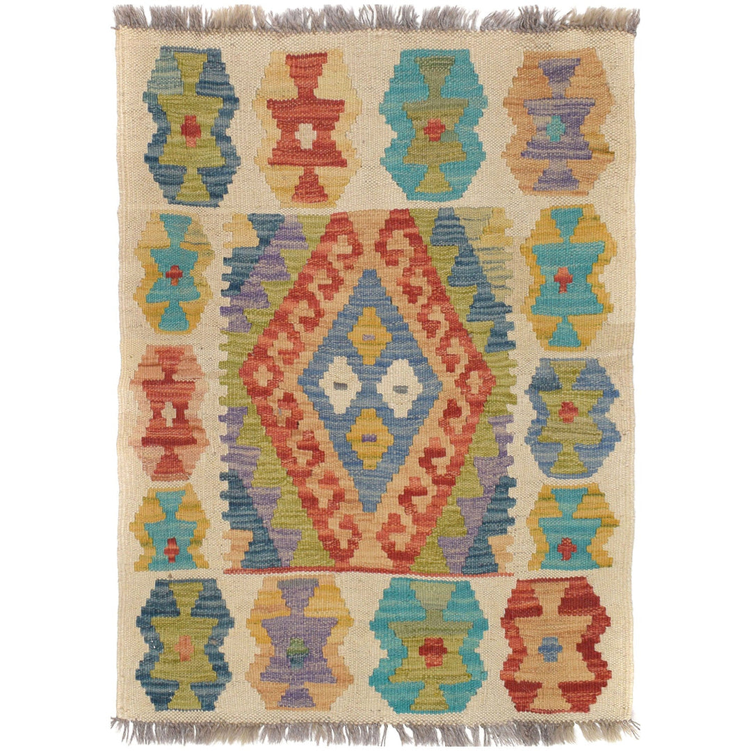 Afghan Vegetable Kilim Rug 2' x 2'7" Flat-Weave