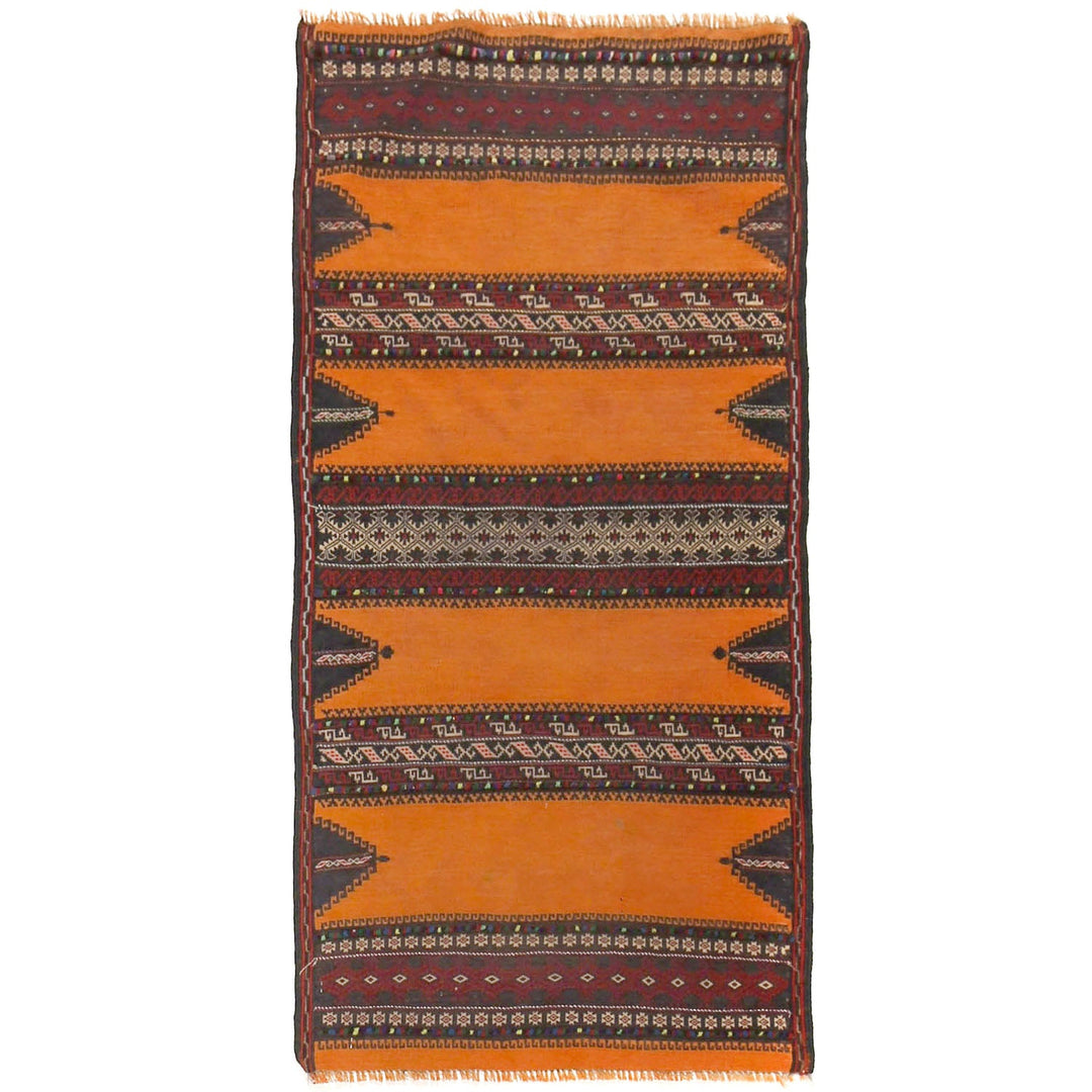 Orange Afghan Kilim Rug 2' x 4'2" Flat-Weave