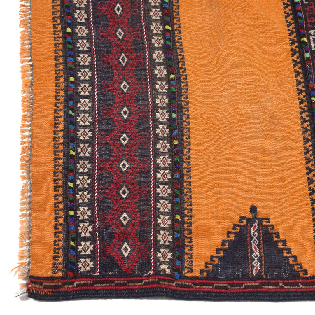Orange Afghan Kilim Rug 2' x 4'2" Flat-Weave view