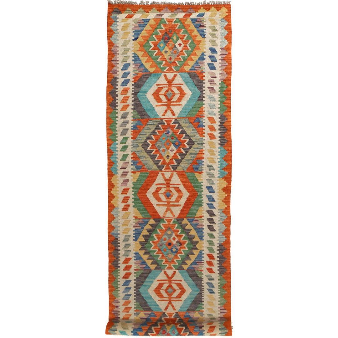 Afghan Kilim Rug 2'8" x 10' Flat-Weave