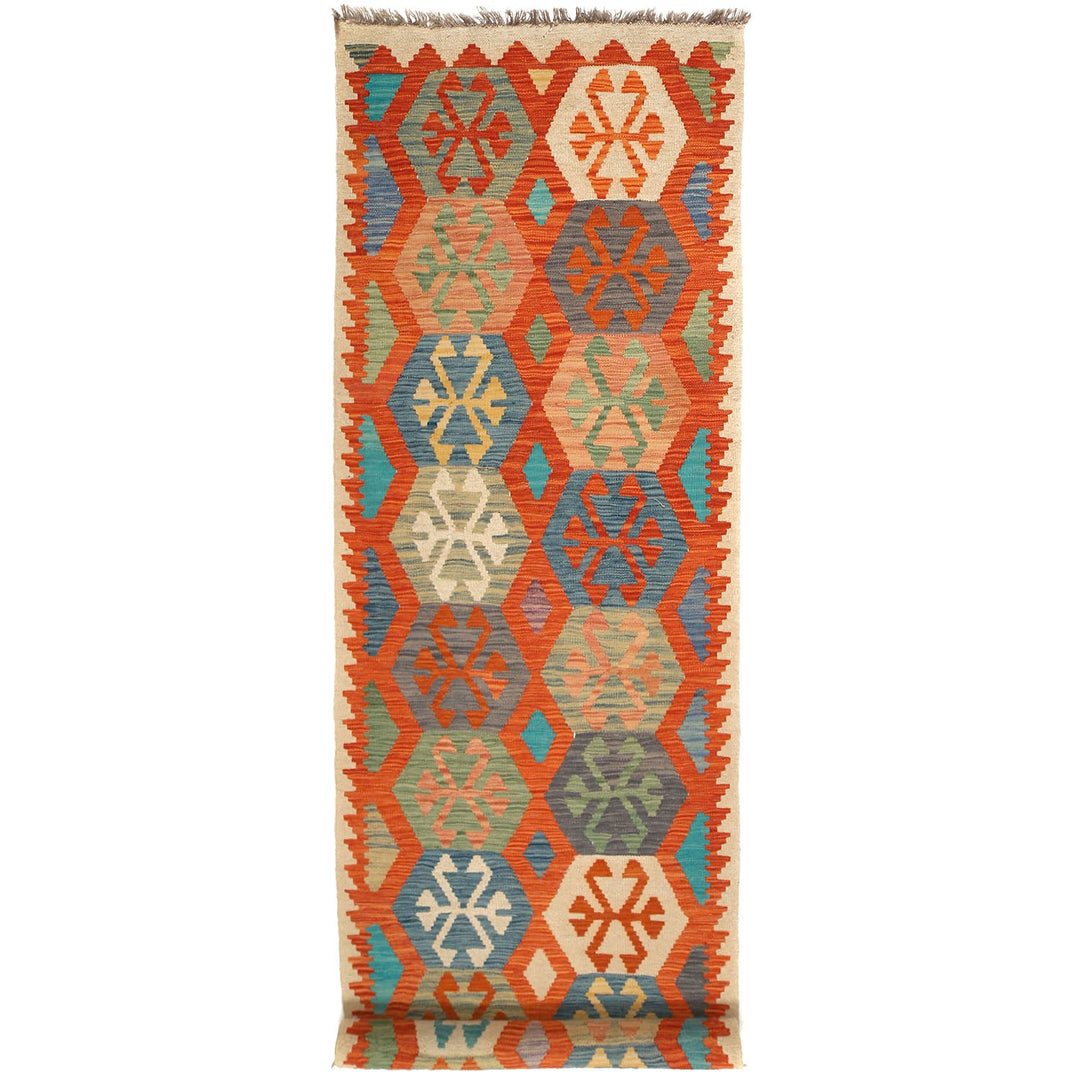 Afghan Kilim Rug 2'7" x 9'7" Flat-Weave