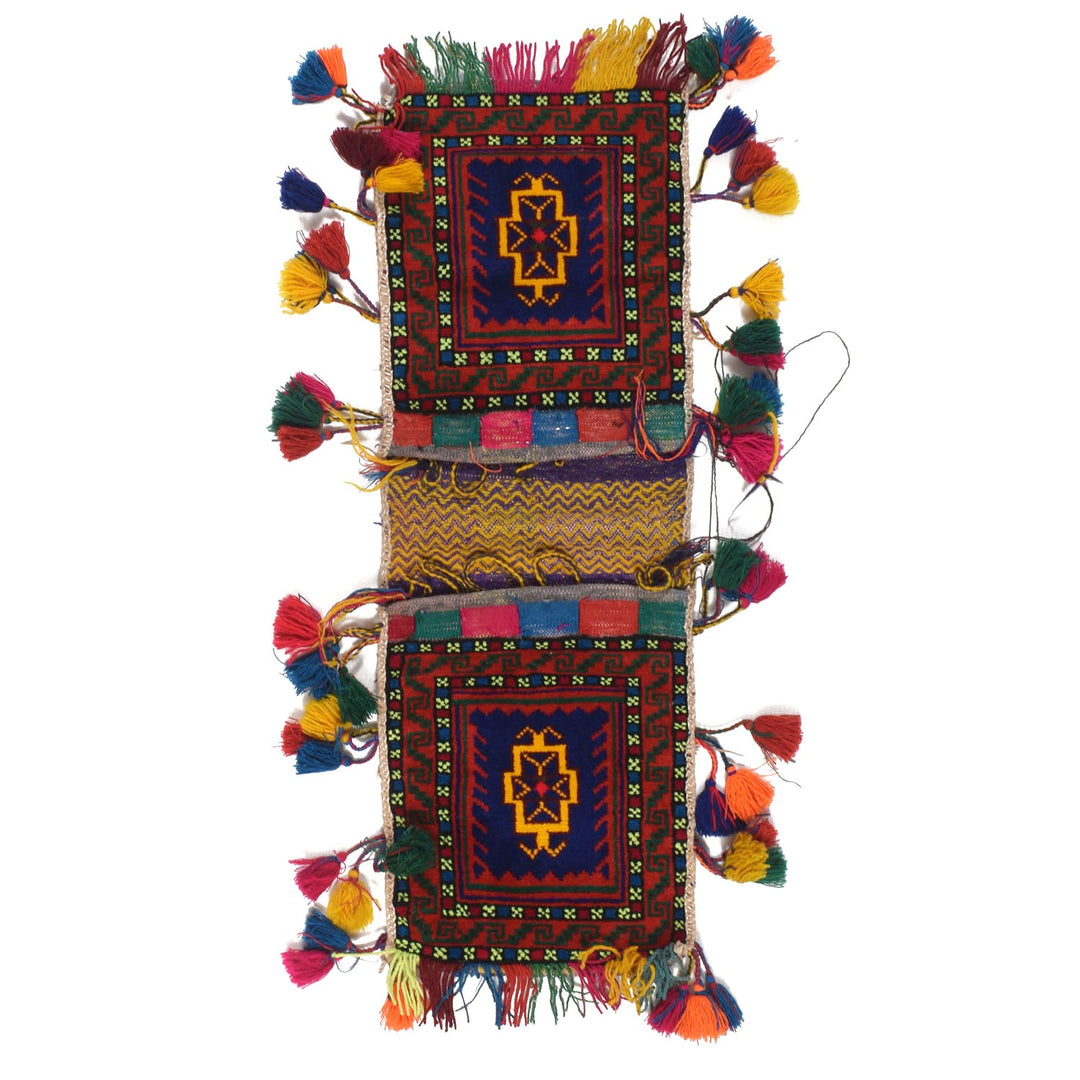Afghan Saddle Bag Rug 0'8" x 2'4" Hand-Knotted