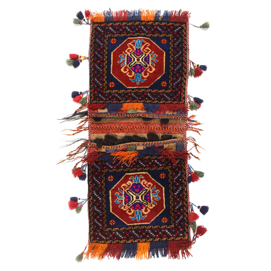 Afghan Saddle Bag Rug 1'6" x 3'8" Hand-Knotted