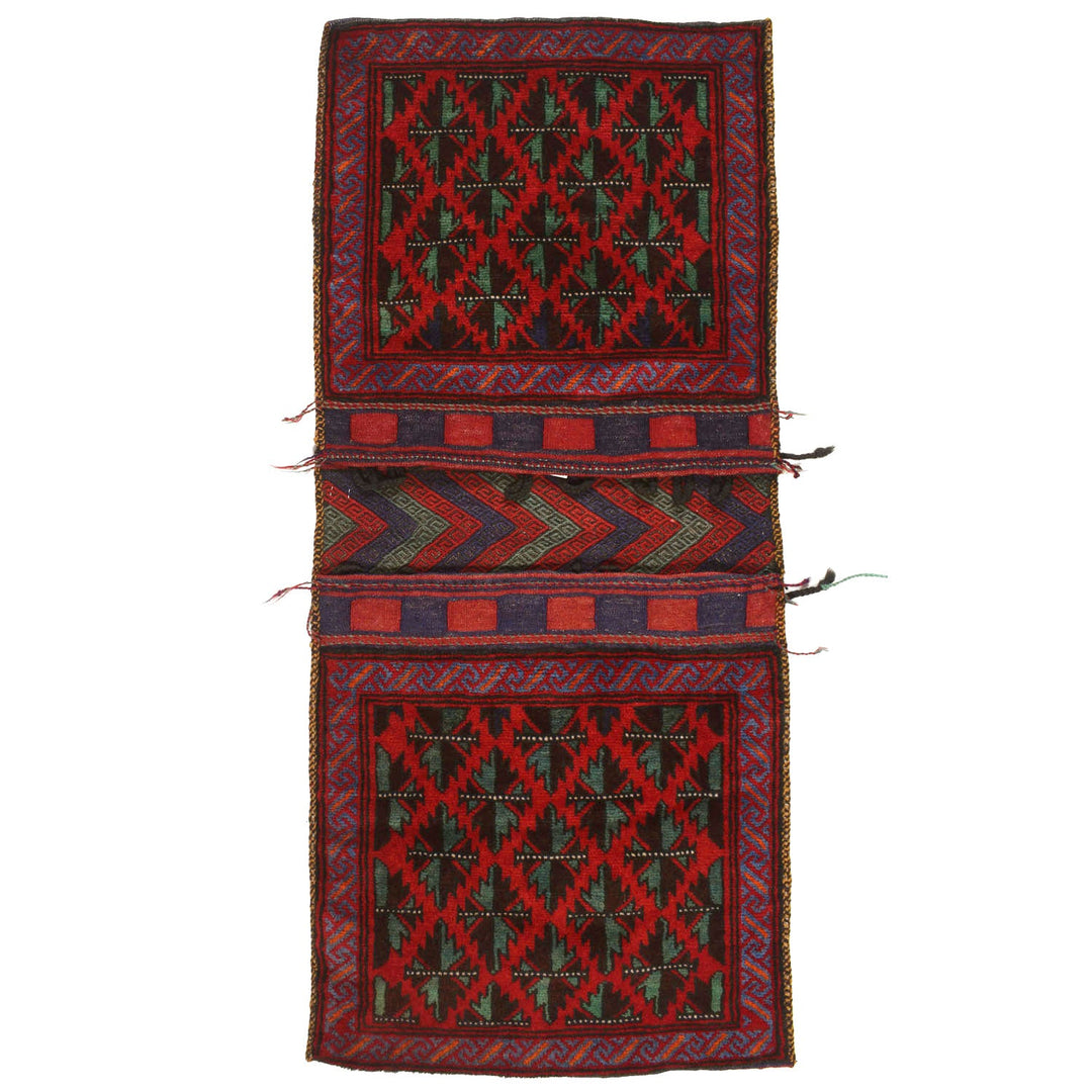 Afghan Saddle Bag Rug 1'9" x 4'5" Hand-Knotted