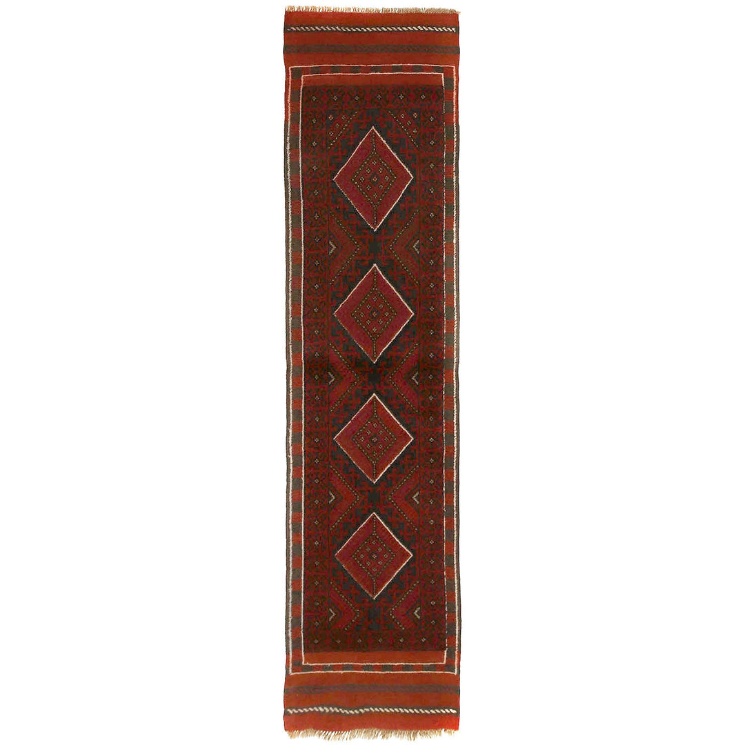 Afghan Mashwani Rug 1'9" x 8'" Hand-Knotted