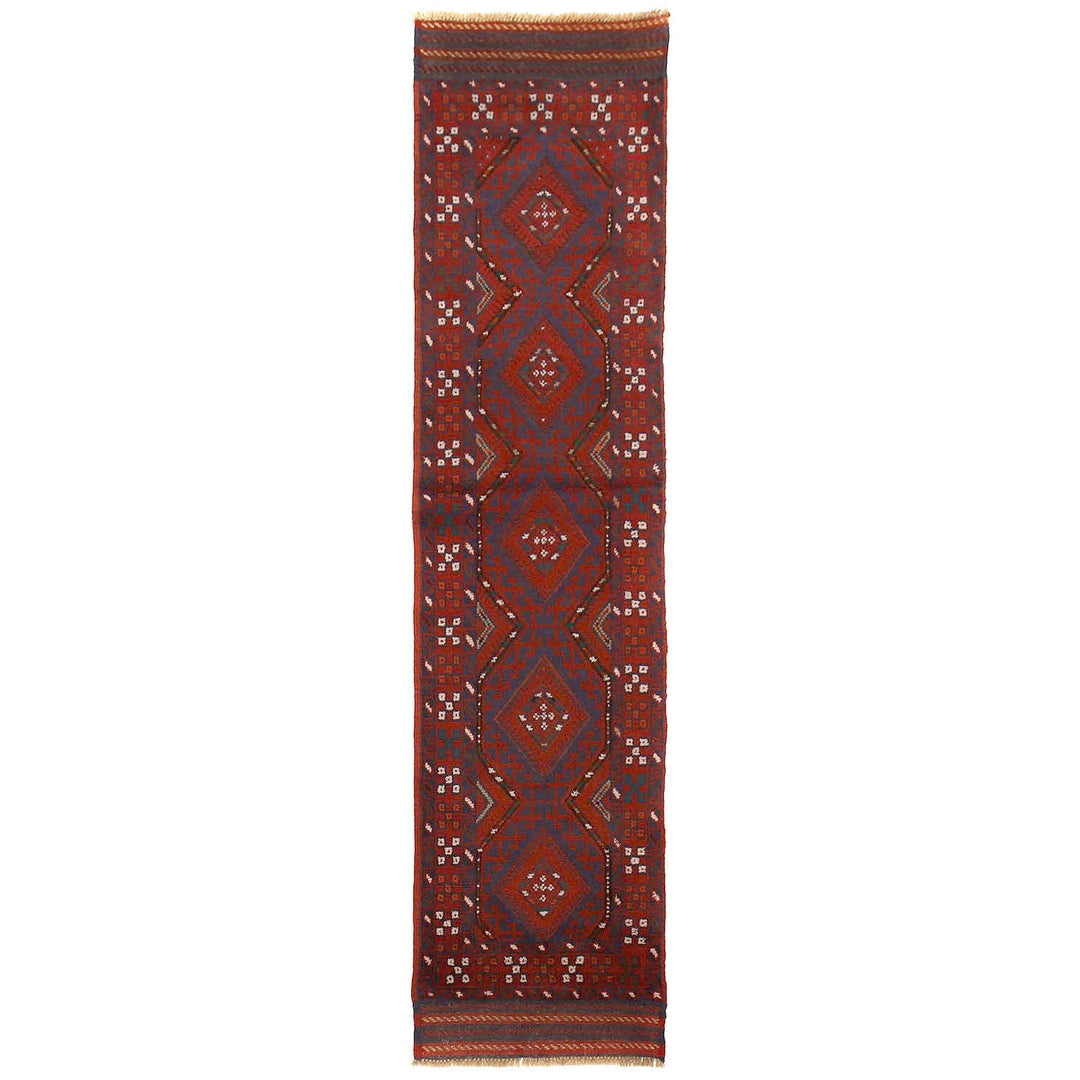 Afghan Mashwani Rug 1'9" x 8'3" Hand-Knotted