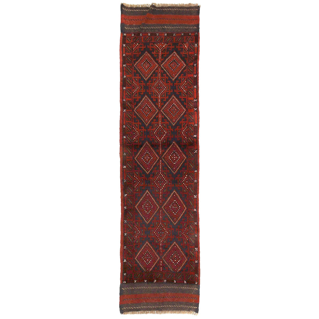 Afghan Mashwani Rug 1'8" x 7'4" Hand-Knotted