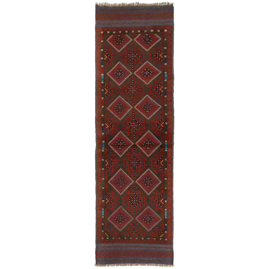 Afghan Mashwani Rug 1'8" x 7'6" Hand-Knotted
