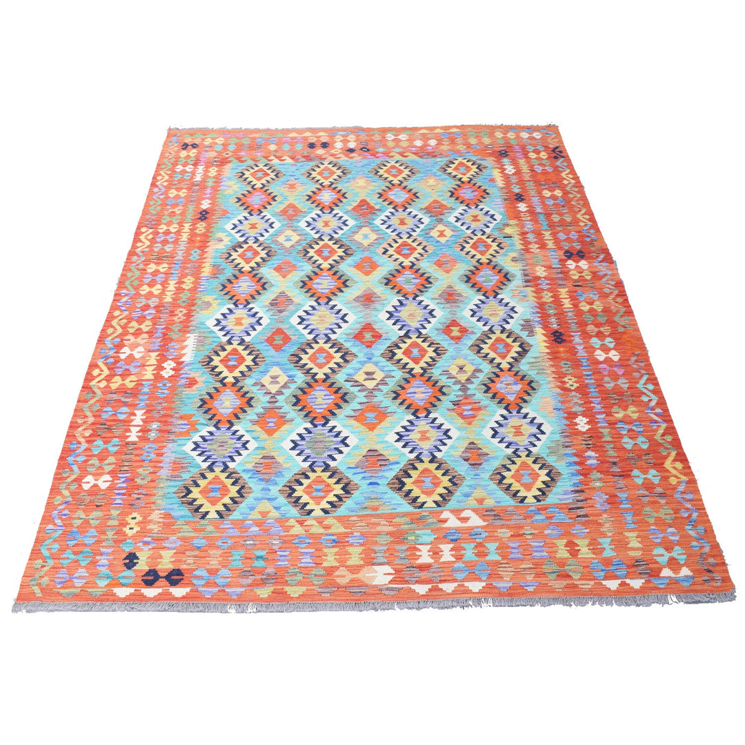 Afghan Vegetable Kilim Rug 8'2" x 11'6" Flat-Weave