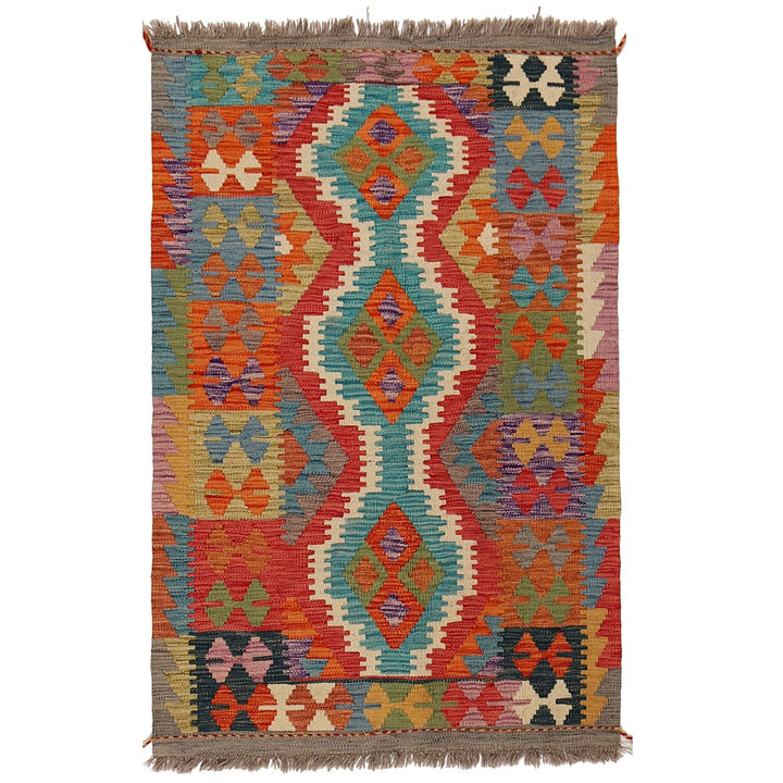 Afghan Kilim Rug 2'9" x 4'4" Flat-Weave