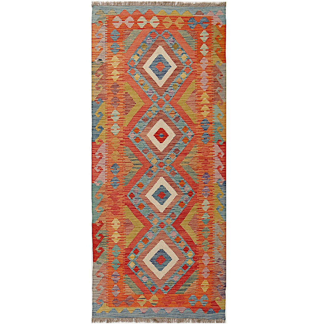 Afghan Kilim Rug 2'6" x 6'4" Flat-Weave