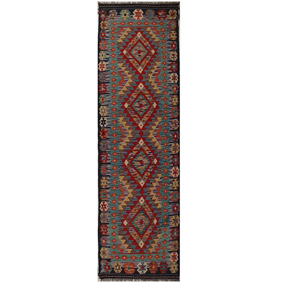 Afghan Kilim Rug 2'7" x 9'8" Flat-Weave