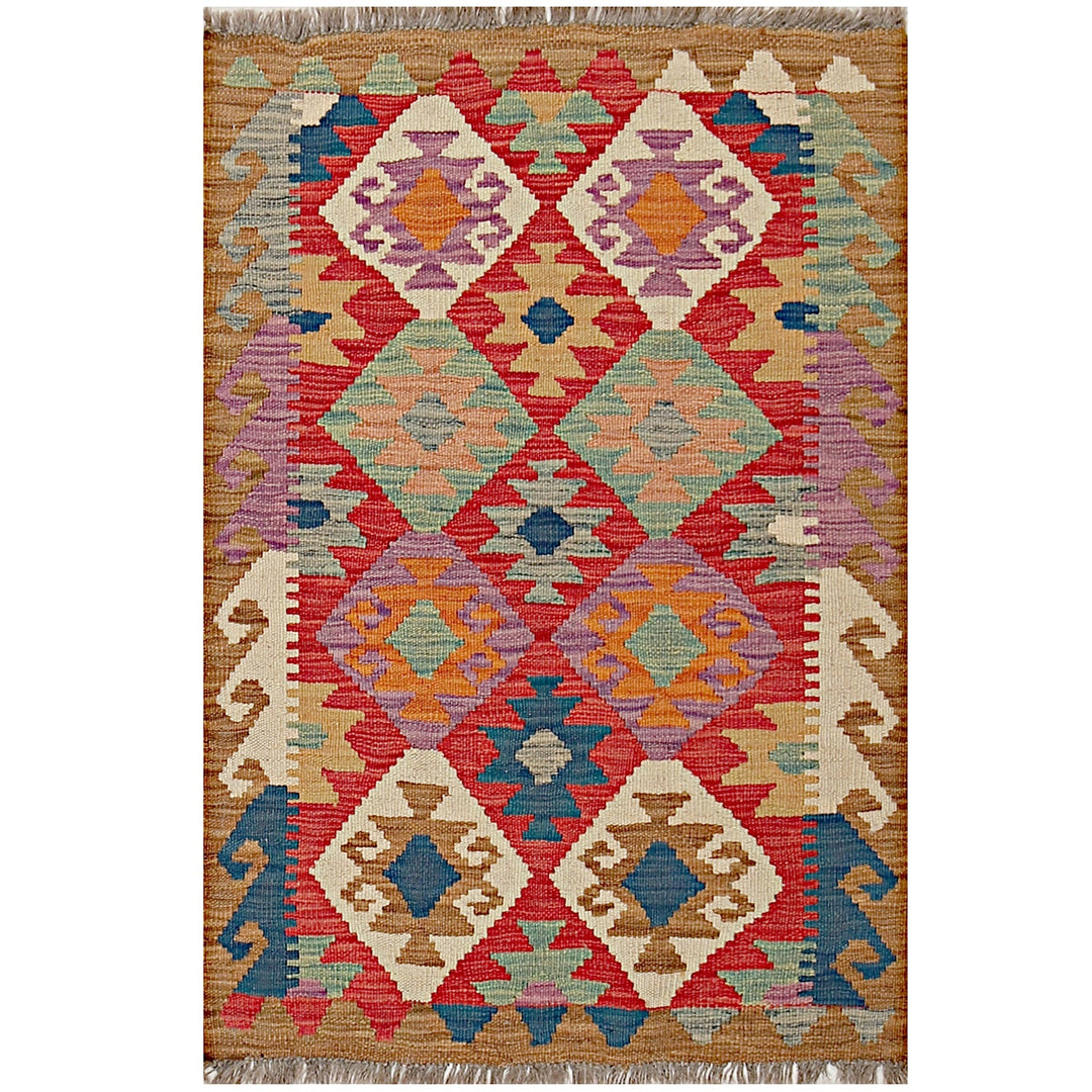Afghan Kilim Rug 2'6" x 3'8" Flat-Weave