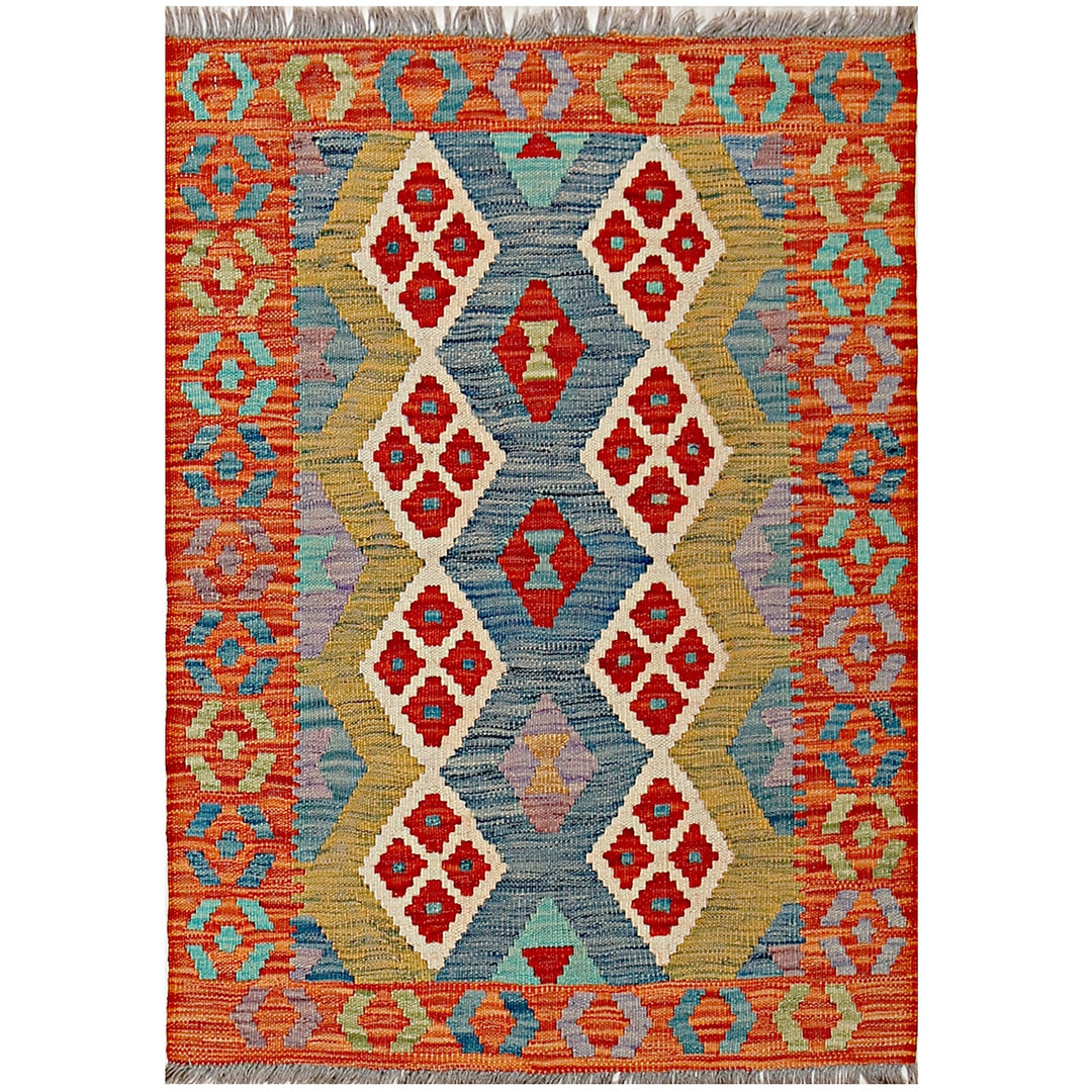 Afghan Kilim Rug 2'4" x 3'4" Flat-Weave