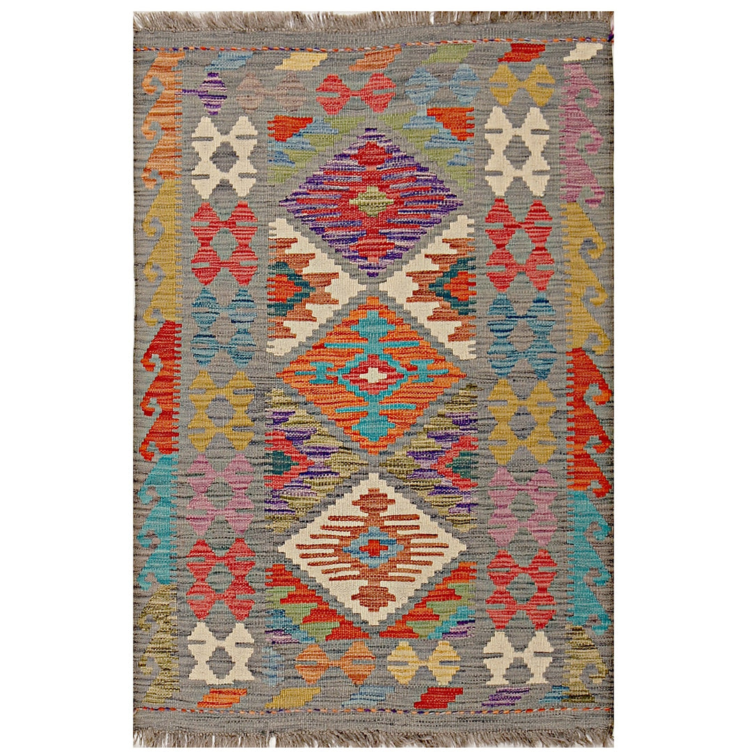 Afghan Kilim Rug 2'8" x 4'1" Flat-Weave