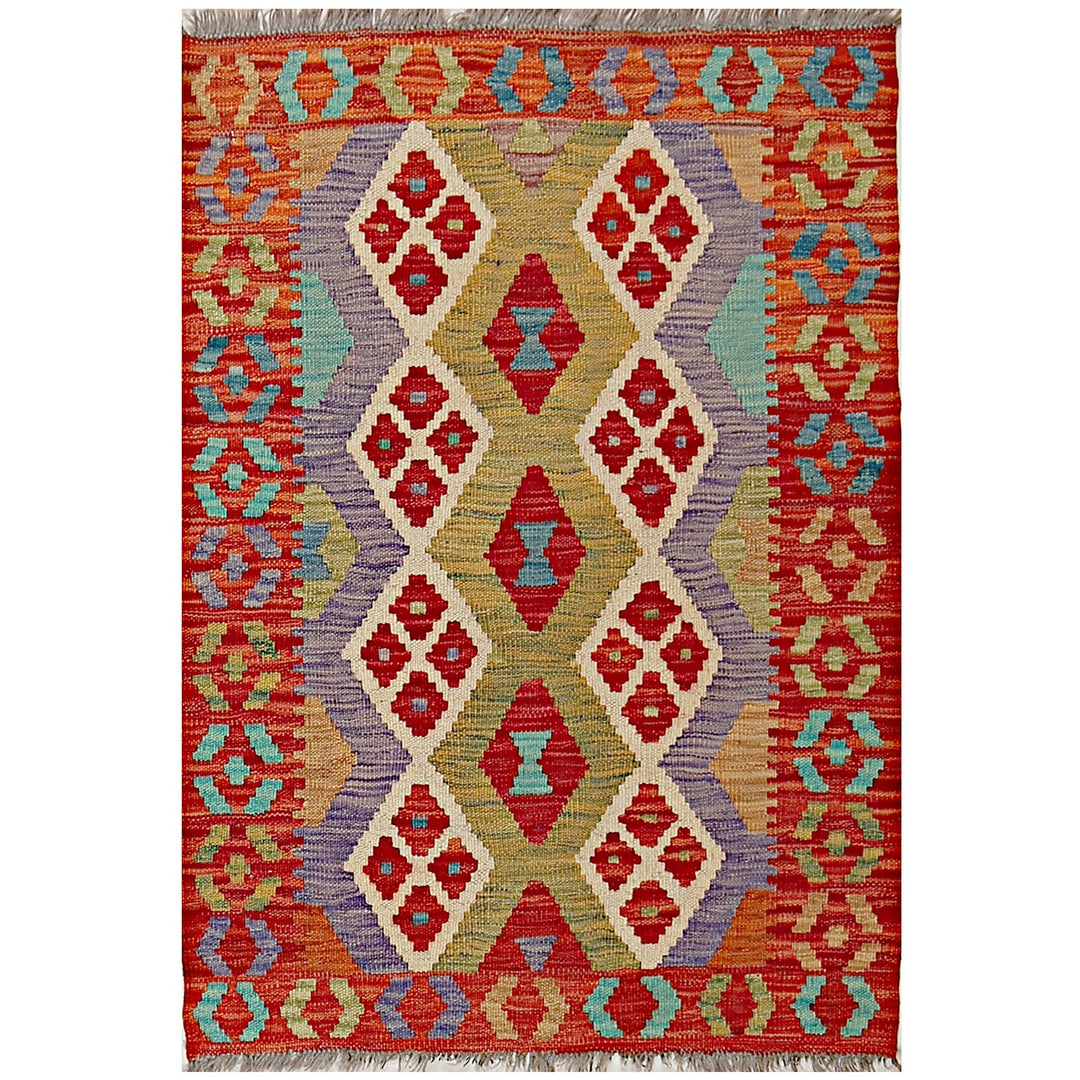 Afghan Kilim Rug 2'3" x 3'4" Flat-Weave