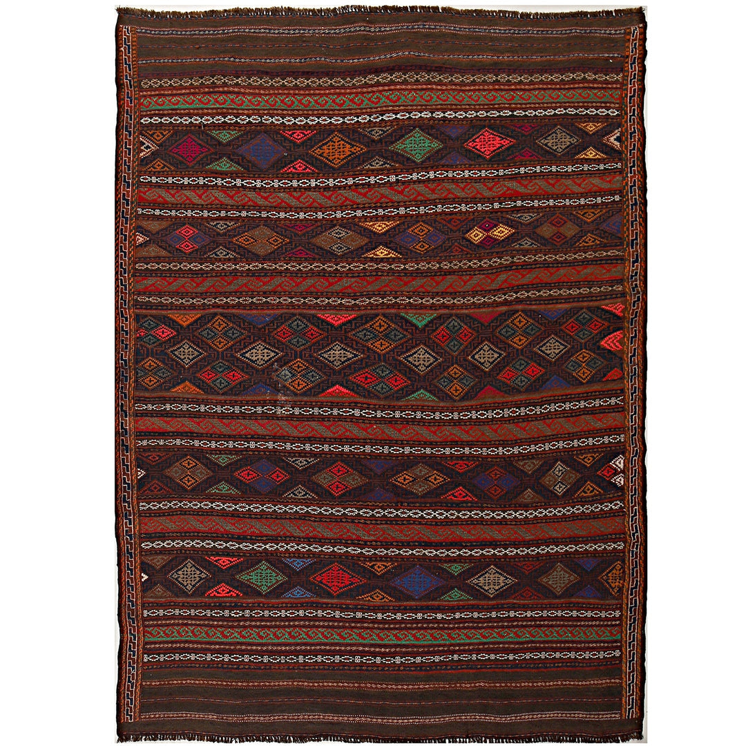 Afghan Kilim Rug 4'6" x 6'3" Flat-Weave