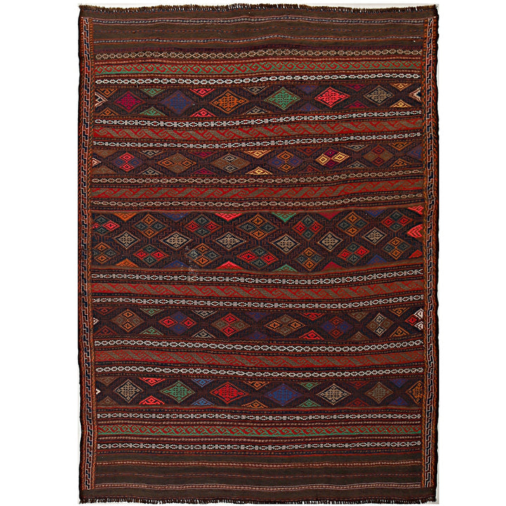 Afghan Kilim Rug 4'6" x 6'3" Flat-Weave