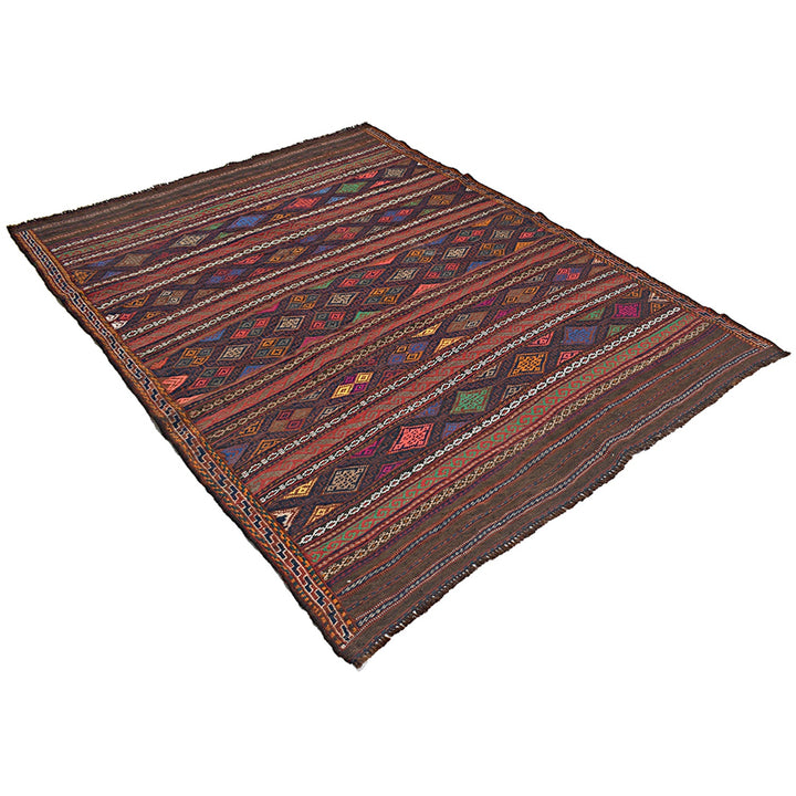 Afghan Kilim Rug 4'6" x 6'3" Flat-Weave close-up