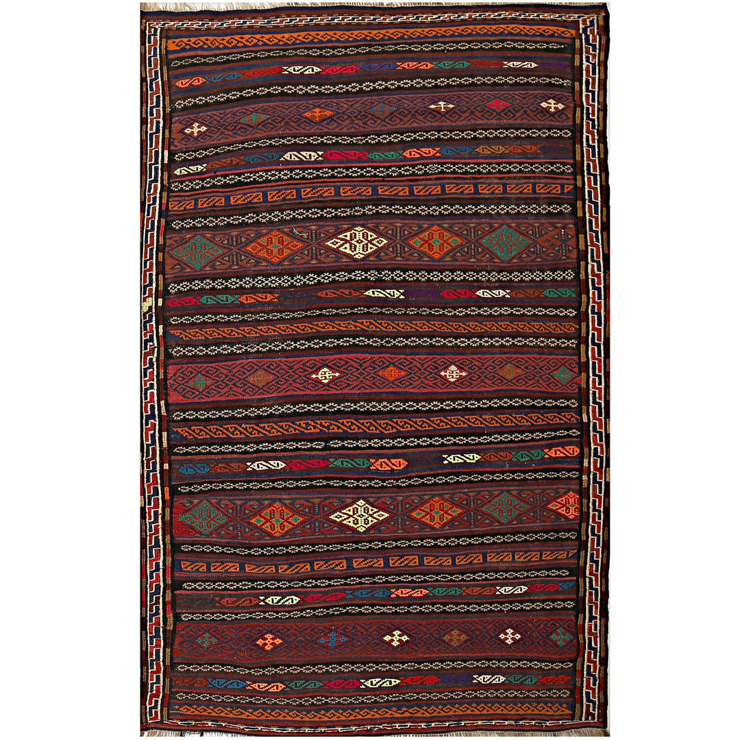 Afghan Laghari Kilim Rug 4'3" x 6'7" Flat-Weave