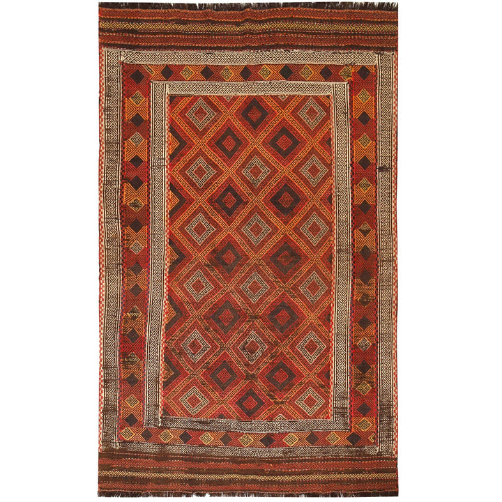 Afghan Suzuni Kilim Rug 5'1" x 9'3" Flat-Weave