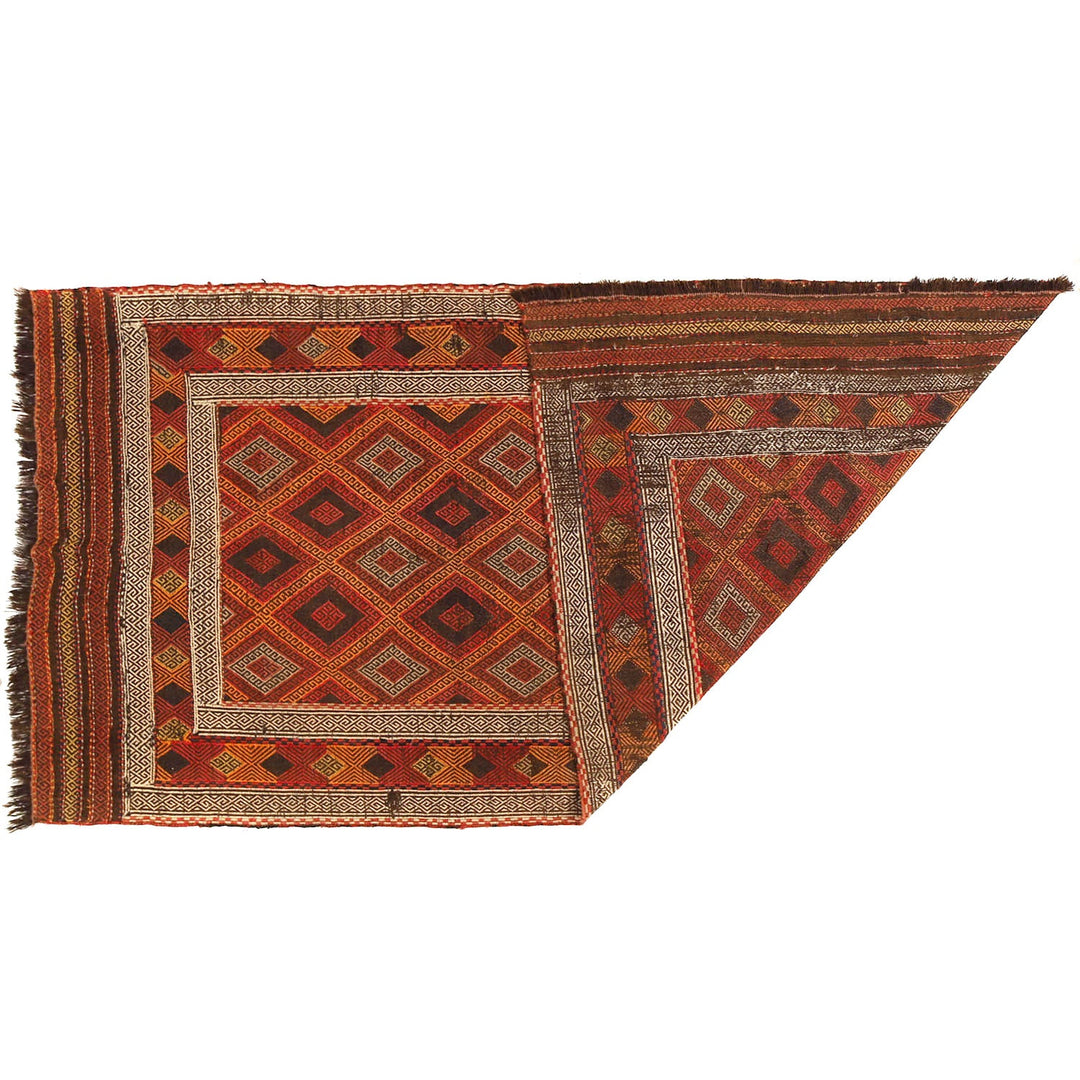 Afghan Suzuni Kilim Rug 5'1" x 9'3" Flat-Weave detail